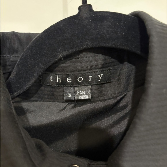 Women's‎ Theory Black Ribbed Double Breasted Blazer Size Small - Picture 11 of 12